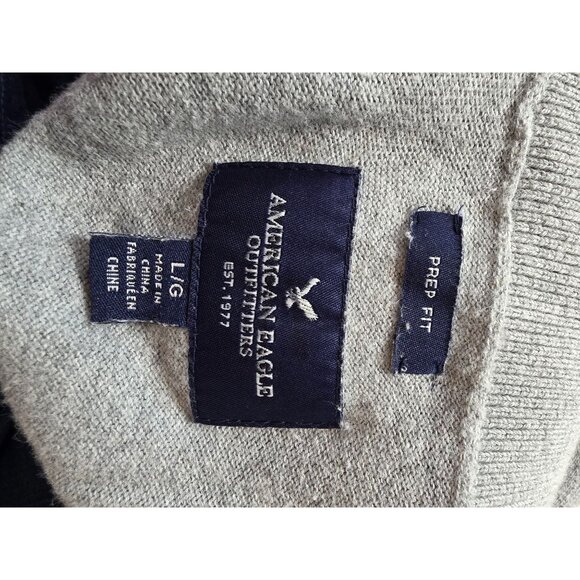 American Eagle Outfitters Light Gray Button-Up Cardigan Sweater L Prep Fit - Picture 5 of 8